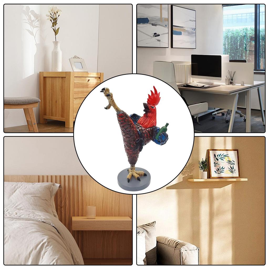 Chicken Figurines Abstract Collectible Kung Fu Rooster Statues Indoor Table Decor Kung Fu Chicken Sculpture For Living Room