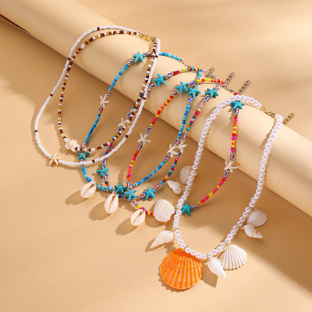 Beaded Ocean Style Beads Clavicle Chain 1PC Vacation Souvenir Starfish Women Shell Bohemian Daily Wear Necklace Personality  High Quality