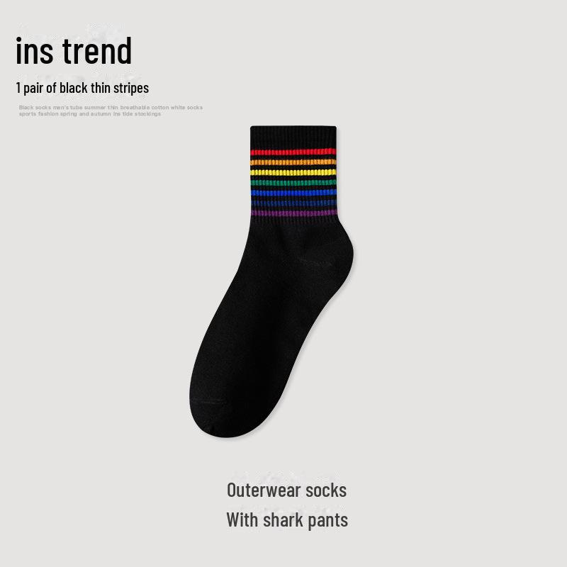 Unisex Strumpor med Regnbågsränder, Mellanlånga – Snygga och Mångsidiga för Höst och Vinter