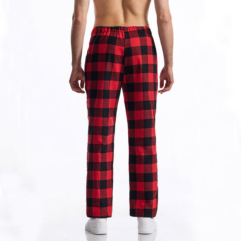 Men's Casual Pants Summer Autumn Checkered Print Pants Loose Fit Elastic Waistband with Drawstring Stylish and Comfortable