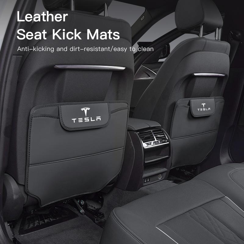 Car Seat Anti-Kick Pad Leather Cover Interior Storage Bag For Tesla Model-Y Model-3 Model-X Model-S Cybertruck Roadster SpaceX