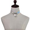 Laser Glow Heart Lock Choker, Punk Luminous Concentric Heart Lock Neckband