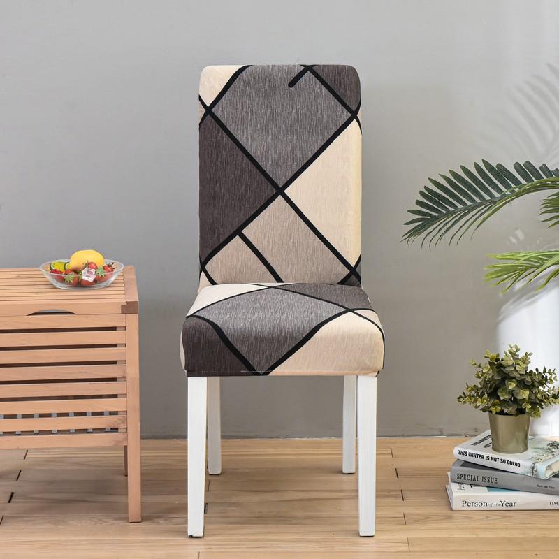 Geometric Elastic Dining Chair Cover Universal Slipcovers Chair Case Stretch Seat Cover for Wedding Hotel Banquet Living Room