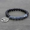 European Hot-Selling Yellow Tiger Eye & Volcanic Stone Lotus Tree Pendant Yoga Mala Bracelet