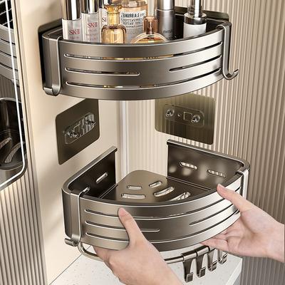 Bathroom Accessories Wall-mounted Storage Rack No Drilling Installation Space Aluminum Corrosion and Rust Prevention