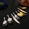 24Pcs Black Gold Dinnerware Set Stainless Steel Cutlery Set Fork Knife Coffee Spoon Tableware Silverware Kitchen Flatware Set