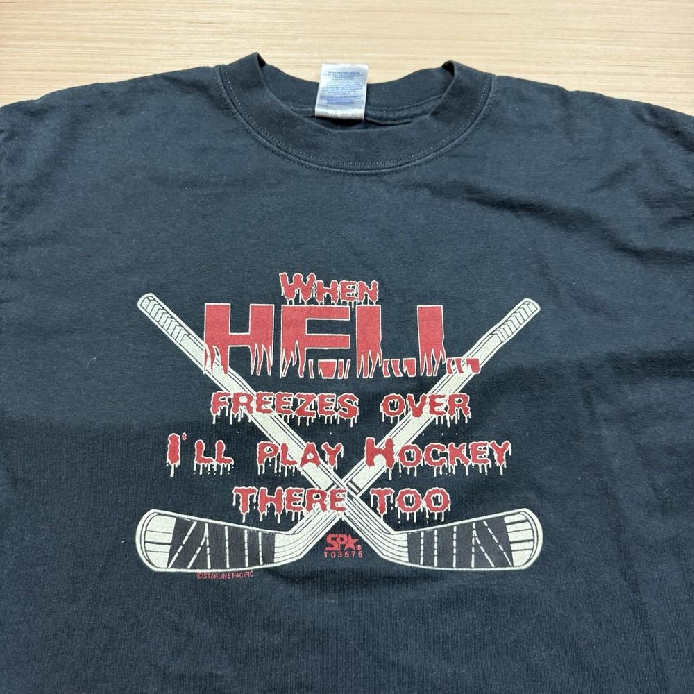 Vintage Y2K Hockey Hell Horror Halloween T Shirt Medium Chicago Cup Funny Unisex T-Shirt