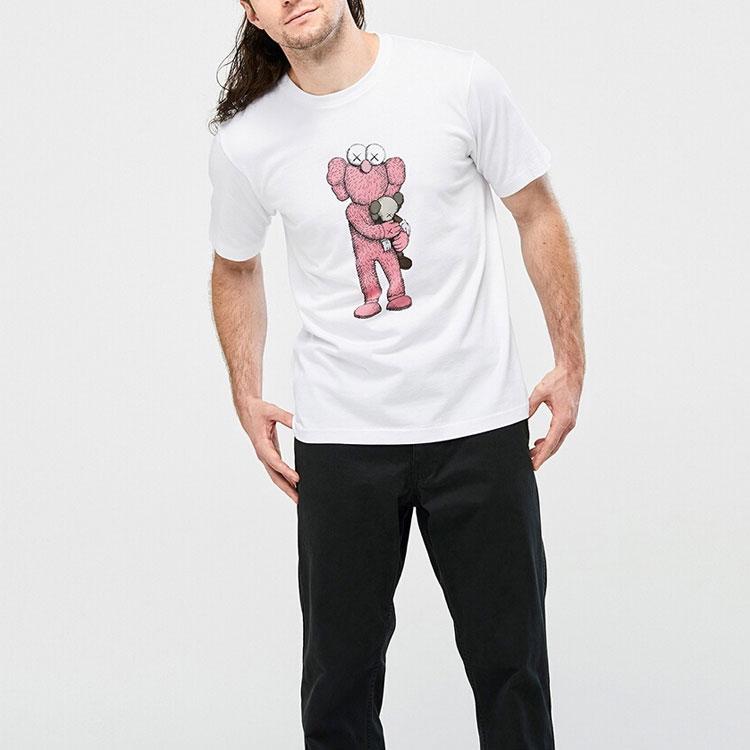 Uniqlo T-shirt a maniche corte con stampa bambola rosa collaborazione Kaws Unisex Top Bianco UQ422017000