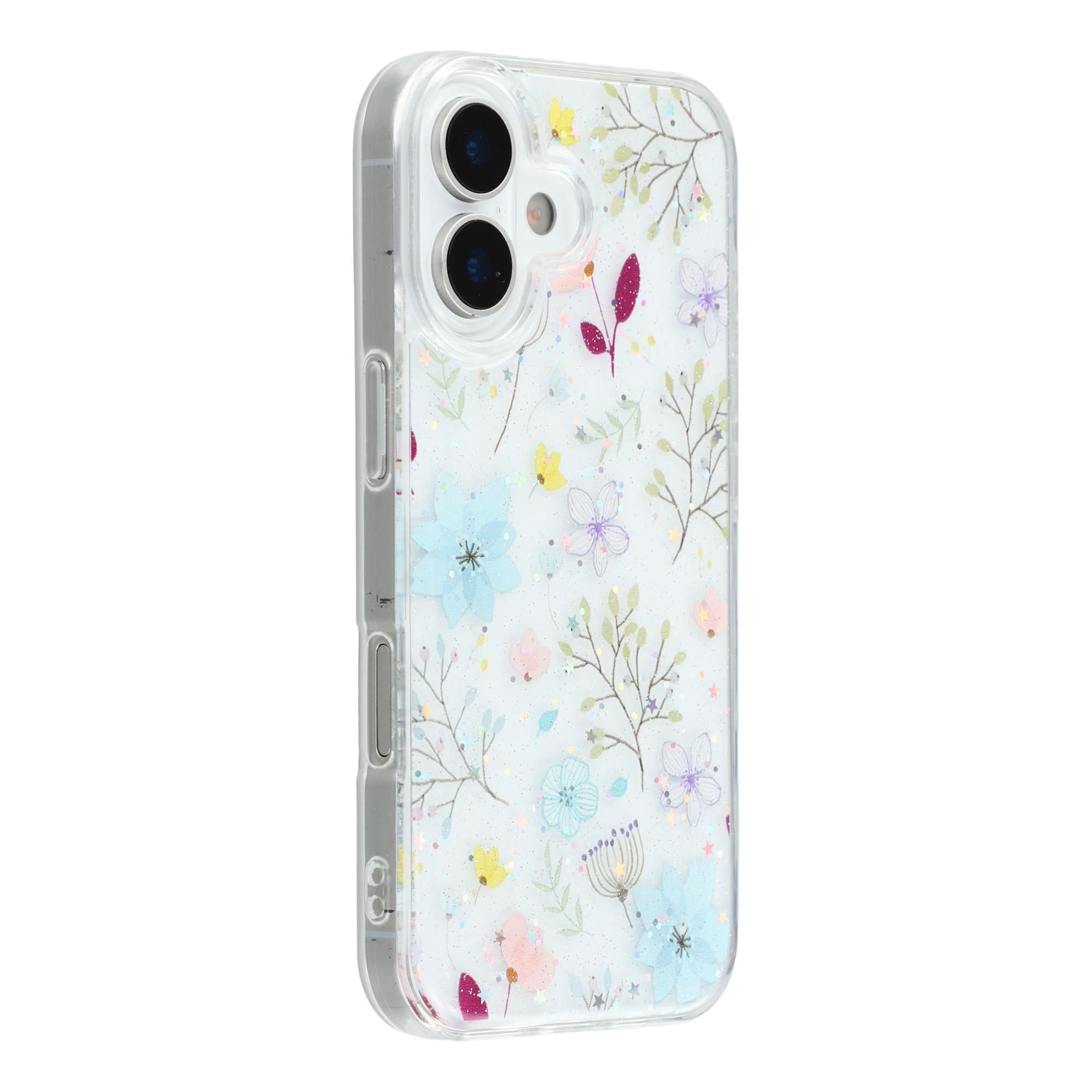 For iPhone 17 Case Glitter Flower Epoxy Shockproof Phone Cover B