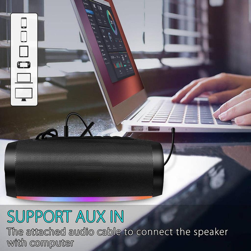 Tragbarer Bluetooth-Lautsprecher, kabellose Basssäule, wasserdichte USB-Lautsprecher für den Außenbereich, unterstützt TF-Karte, Subwoofer-Lautsprecher