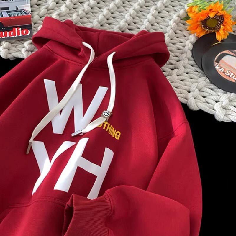 Mens Hooded Fleece Lined Oversized Graphic Sweatshirt Casual Loose Fit Winter Pullover Students