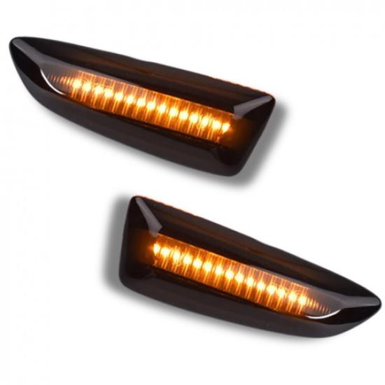 Side Indicators Set LED Dynamic For Vauxhall Grandland X 17- Repeater Black Pair