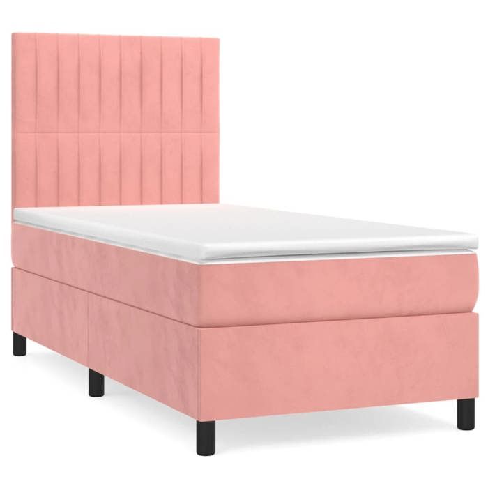Maison Exclusive - Rete a doghe per letto con materasso Rosa 90x200 cm Velluto