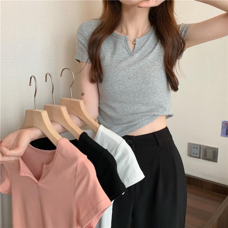 Women's Slim-Fit Summer Crop Top 2024 - Short-Sleeve Casual Tee