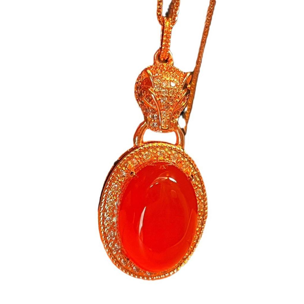 Jade Red Ice Color Glowing Natural Carnelian Pendant Agate Pendant Real Shot