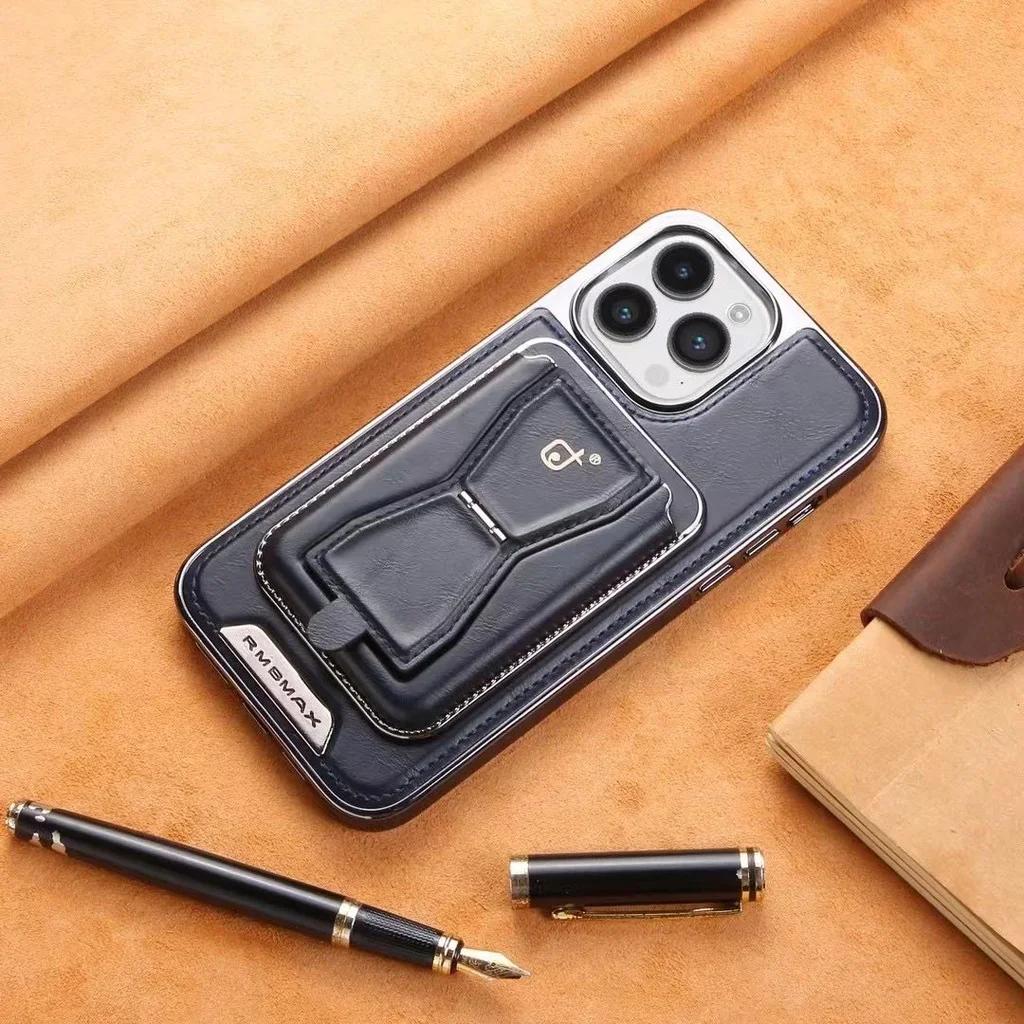 

Detachable Card Wallet Bag Magnetic Leather Case for iPhone 15 Pro Max 16 Plus 14 Pro 13 12 Bracket Stand Plating Bumper Cover For iPhone16plus