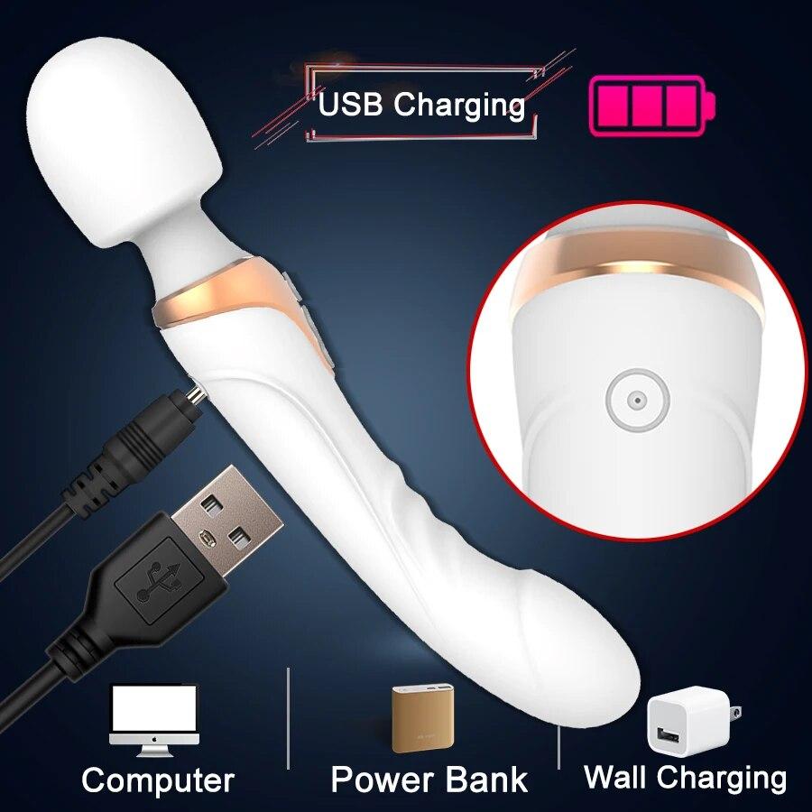 Kraftig Dildoer Vibrator Dobbel motor silikon stor størrelse Wand G-Spot Massasjer Sexleketøy For Par Klitoris Stimulator for Voksne