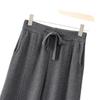 New White Wide-Leg Knitted Pants with Drawstring - Loose, Thickened, Plus Size for Autumn & Winter Casual Wear