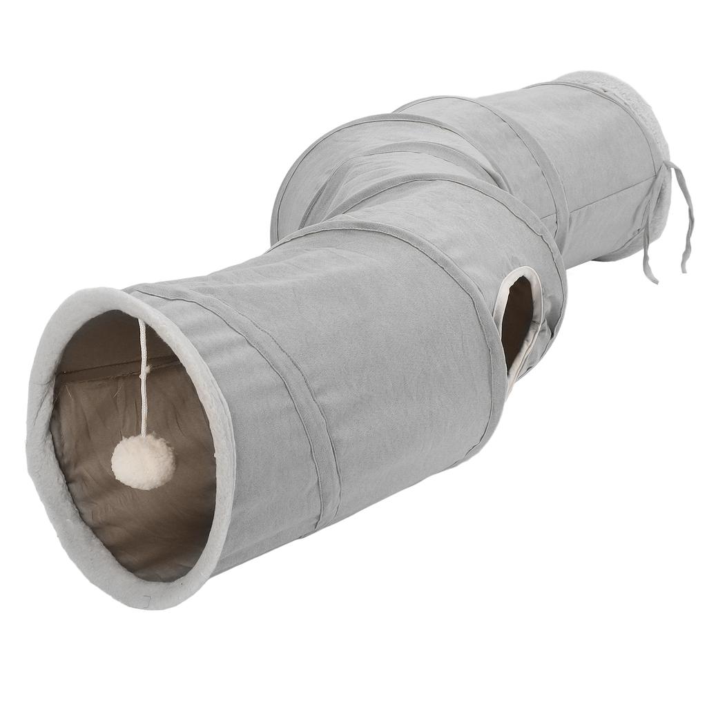 Foldable Cat Tunnel S Shaped Cat Play Tube Toy with Hanging Ball for Rabbits Kittens Puppies and Small Pets