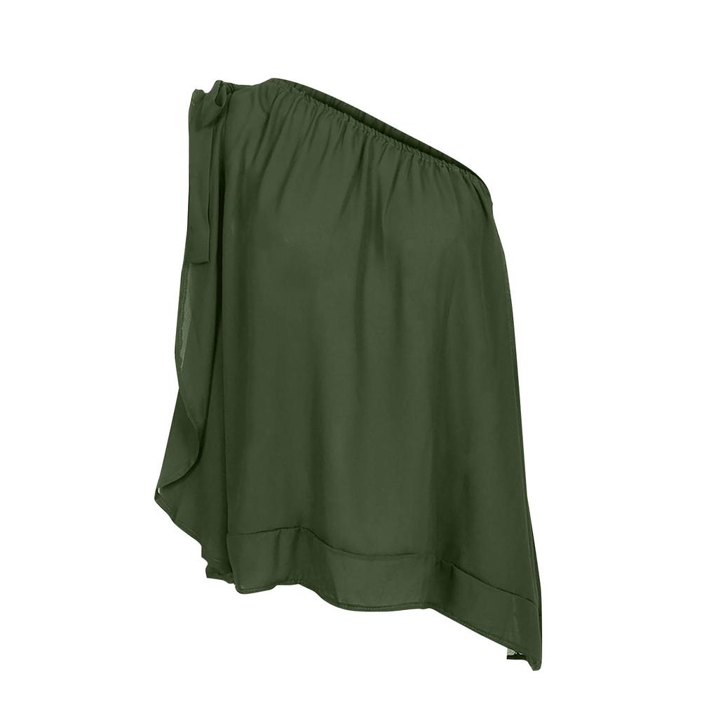 Women Fashion Chiffon Off Shoulder T-Shirt Sleeveless Casual Tops Blouse