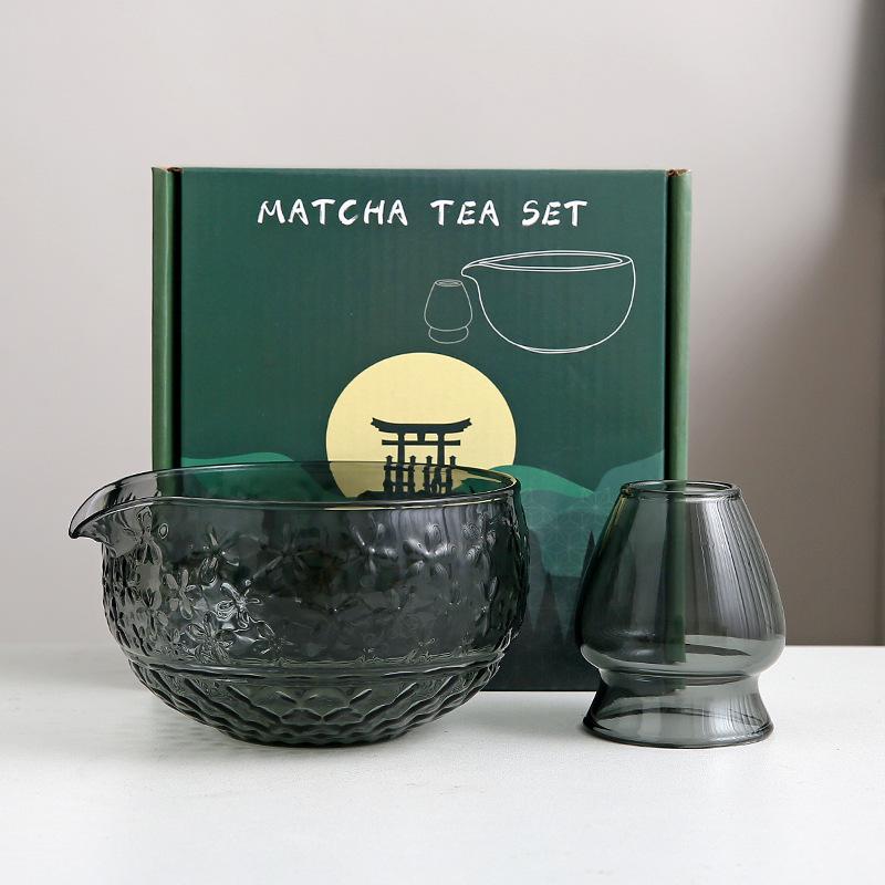 Japanese-style Glass Matcha Set, Matcha Bowl, Two-piece, Transparent, Tea Set, Matcha Whisking Tools, Tea Accessories, Gift