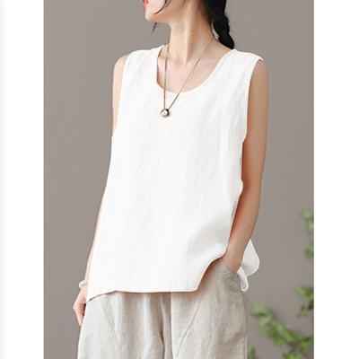 Summer Casual O-neck Sleeveless Women Cotton Tank Top