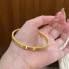 Gold Plated Sandblasted Bangle: Women's Luxury Simulated Gold Wedding Bracelet
