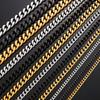 3.5mm/5mm/7mm/9mm Thickness Stainless Steel Cuban Curb Link Chain Necklace for Men Boys Silver Gold Black Color 14 To 30 Inches
