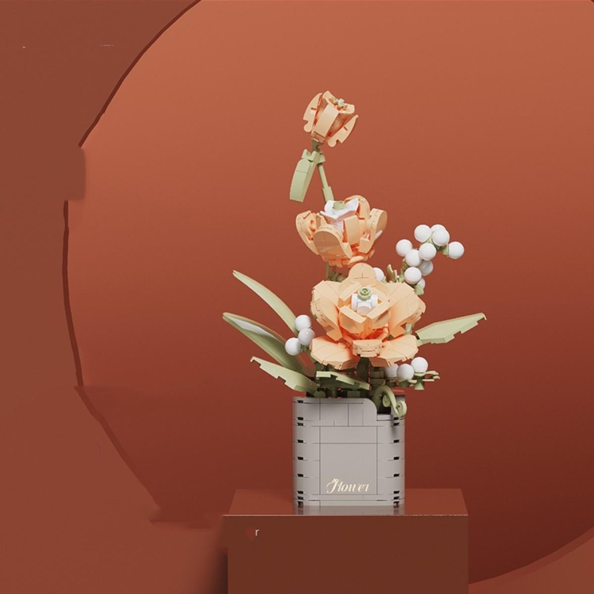 

Розы Орхидеи в китайском стиле, серия «Вечный цветок», сборка мини-частиц, строительные блоки, украшение, модель, игрушки, подарки на день рождения