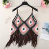 Summer Women's Camisole Ethnic Style Halter Pure Handmade Crochet Top Halter Bohemian Tassel Travel Holiday Vest