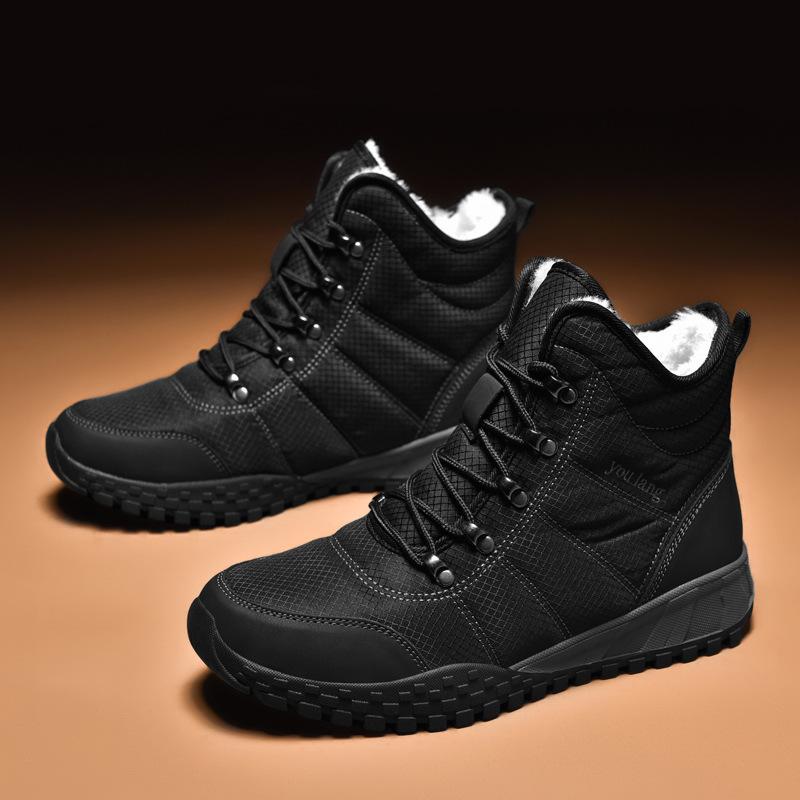 Winter new large size couple high top snow boots velvet warm tarp outdoor men's shoes