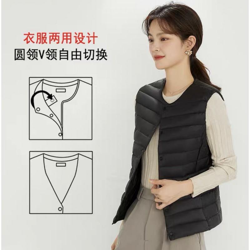 Dámská lehká péřová vesta Slim Fit Vnitřní vrstva Krátká péřová vesta Bílá kachna 50g náplň