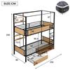 Bunk Bed, Iron + MDF, Double Shelf Board On the Side, Storage Space Under Bed, Bed Curtain Can Be Attached To Upper Bed, Black + Natural, 90x200cm