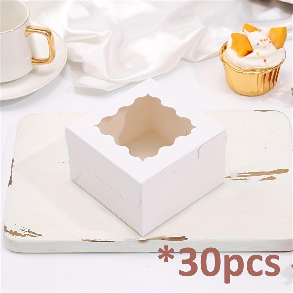 30 Stück Weiße Bäckereikartons Mini-Kuchenboxen Keksdose mit Fenster Kleine Geschenkboxen für Kekse Gebäck Donut enthalten