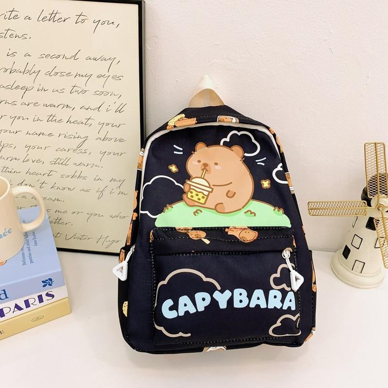 Themed Capybara Childrens Backpack With Letter And Cartoon Print For Use School