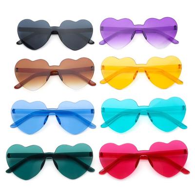 Costume Candy Color Eyewear Transparent Heart Sunglasses Sunglasses For Women Rimless Heart Glasses