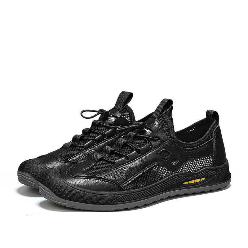 Fashion Men's Casual Sports Shoes Leather Comfortable Mesh Breathable Casual Shoe Wear-resistant Non-slip Hiking Shoes Men Casual Shoe
