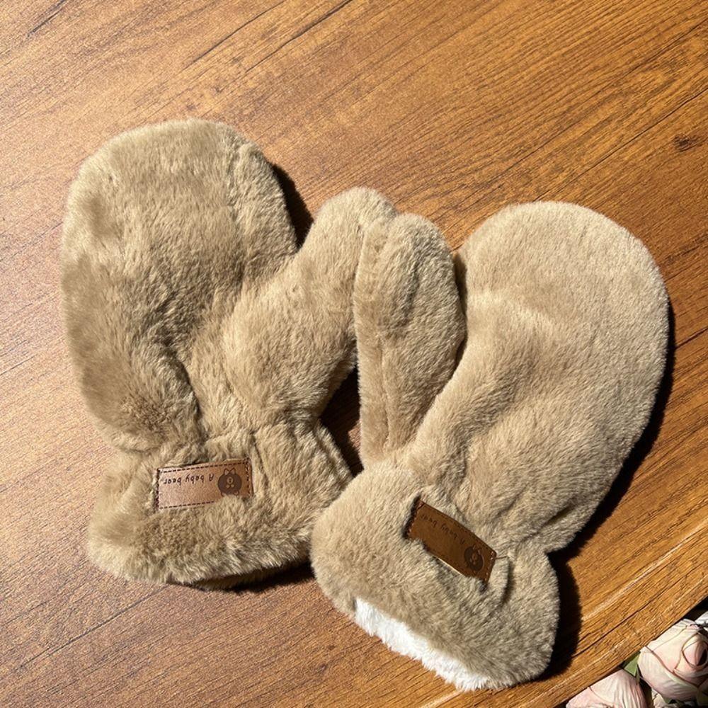 Fluffy Winter Gloves Velvet Mitten Cute Plush Gloves  Women