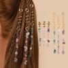 Crystal Stone Hair Braids Beads Women Long Tassel Spiral Charms Braiding Hair Ties Unique Vintage Ethnic Style Hair Accessories