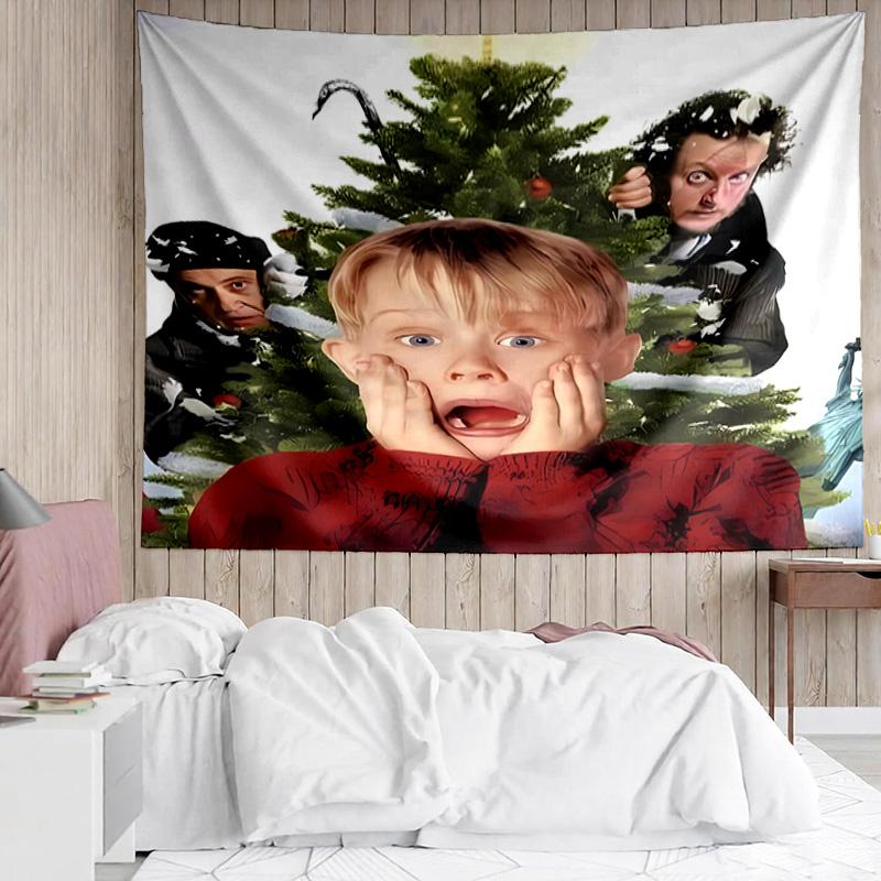 Home Alone Tapestry for Bedroom Aesthetic Classroom Tapestries Wall Hanging for Living Room Dorm Office,Ideal Creative Gift