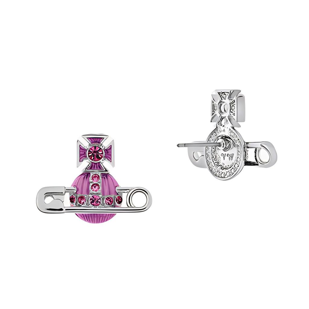 VIVIENNE WESTWOOD Kitty Saturn Pin Orbit Brass Crystal Earrings Women Earrings Purple 6201033P02P448