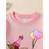 European Sizes Girls' Long-Sleeve Round Neck Sweatshirt "Birthday Dog" Print, Spring/Autumn, Casual, Daily & Sports.