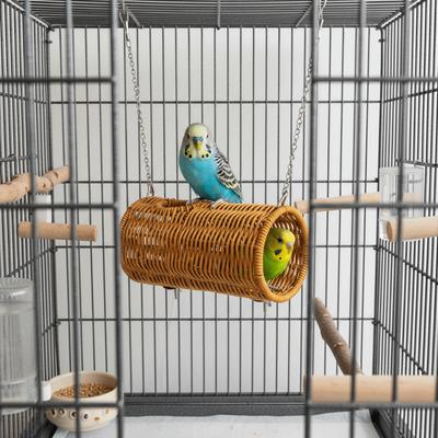 Decorative Bite Resistant Woven Bird Nest Ventilated Cooling Hanging Hammock Bed Durable Bird Cage Hammock for Hamsters Parrots