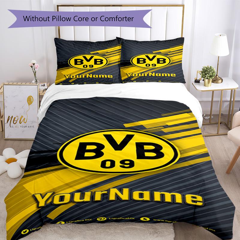 Borussia Dortmund Customize Your Name Bedding Set Breathable Duvet Cover with Pillowcases Home Decoration Birthday Gift