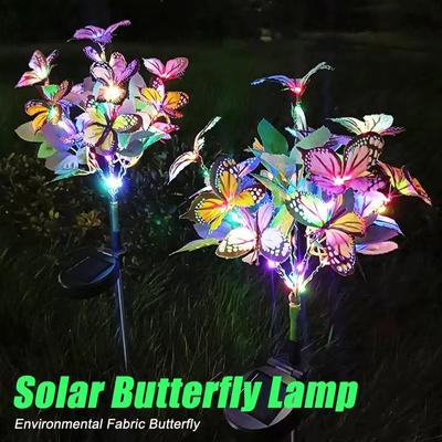 1-4PCS LED Solaire Tissu Environnemental Lumière Papillon Fil Libre Guirlande Lumineuse Lampe de Sol Extérieur Jardin Étanche Lumière Décorative