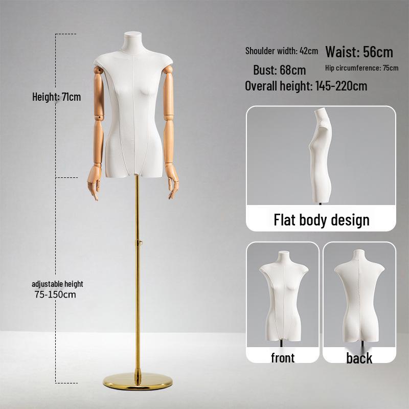 Adjustable Height Mannequin Stand with Arms for Women's Clothing Display