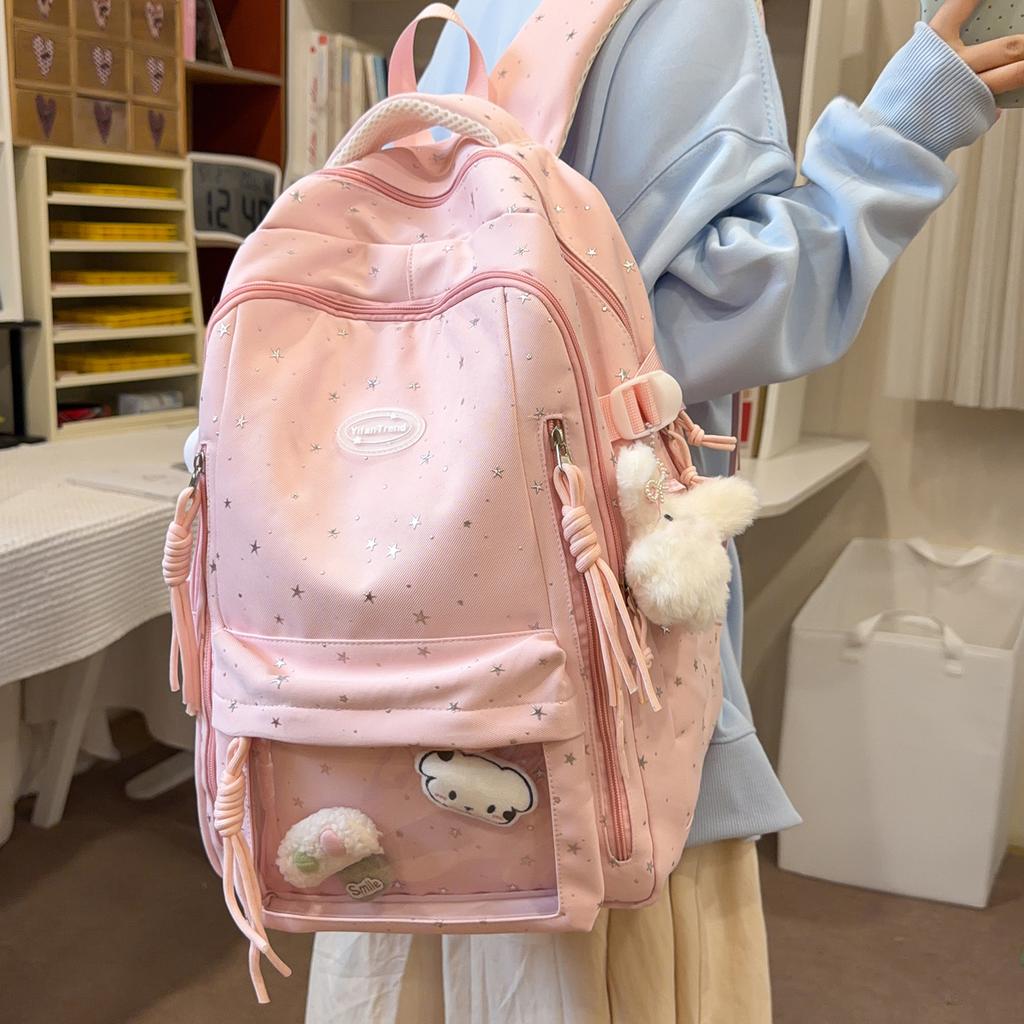 Schoolbag schoolbag stars large capacity cute backpack in college students class travel backpack burden reduction backpack