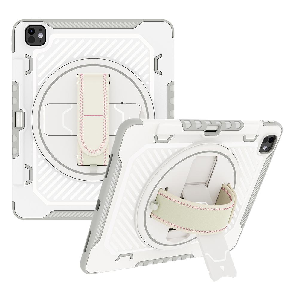 For iPad Pro 13 (2025)/13 (2024) Case Kickstand PC + TPU Shockproof Tablet Cover with Hand Strap/Pen Slot