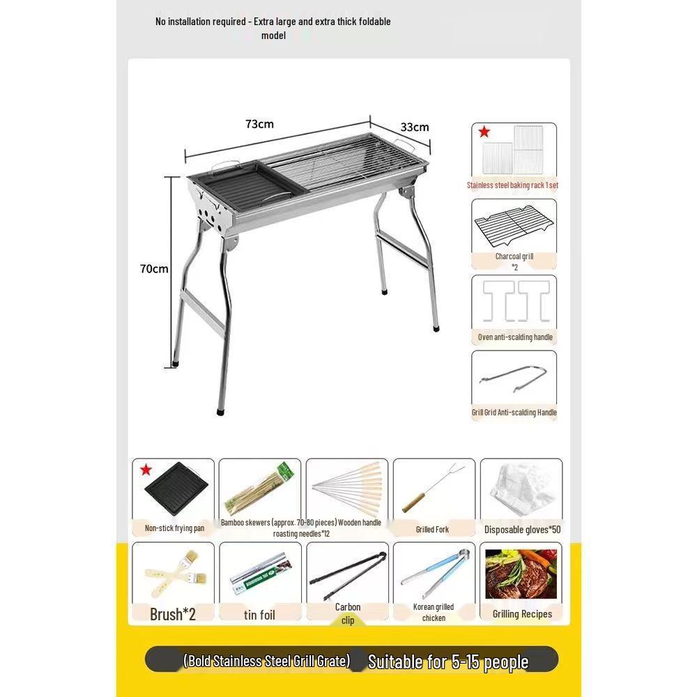 Portable Outdoor Folding Charcoal Barbecue Grill Rack