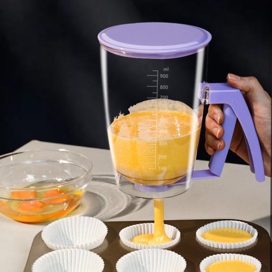 Pancake Batter Dispenser Bottle 4 Cup 900ml Pancake Maker with Squeeze Handle for Pancakes Waffles Brownies Cup Cakes Muffins Crepes